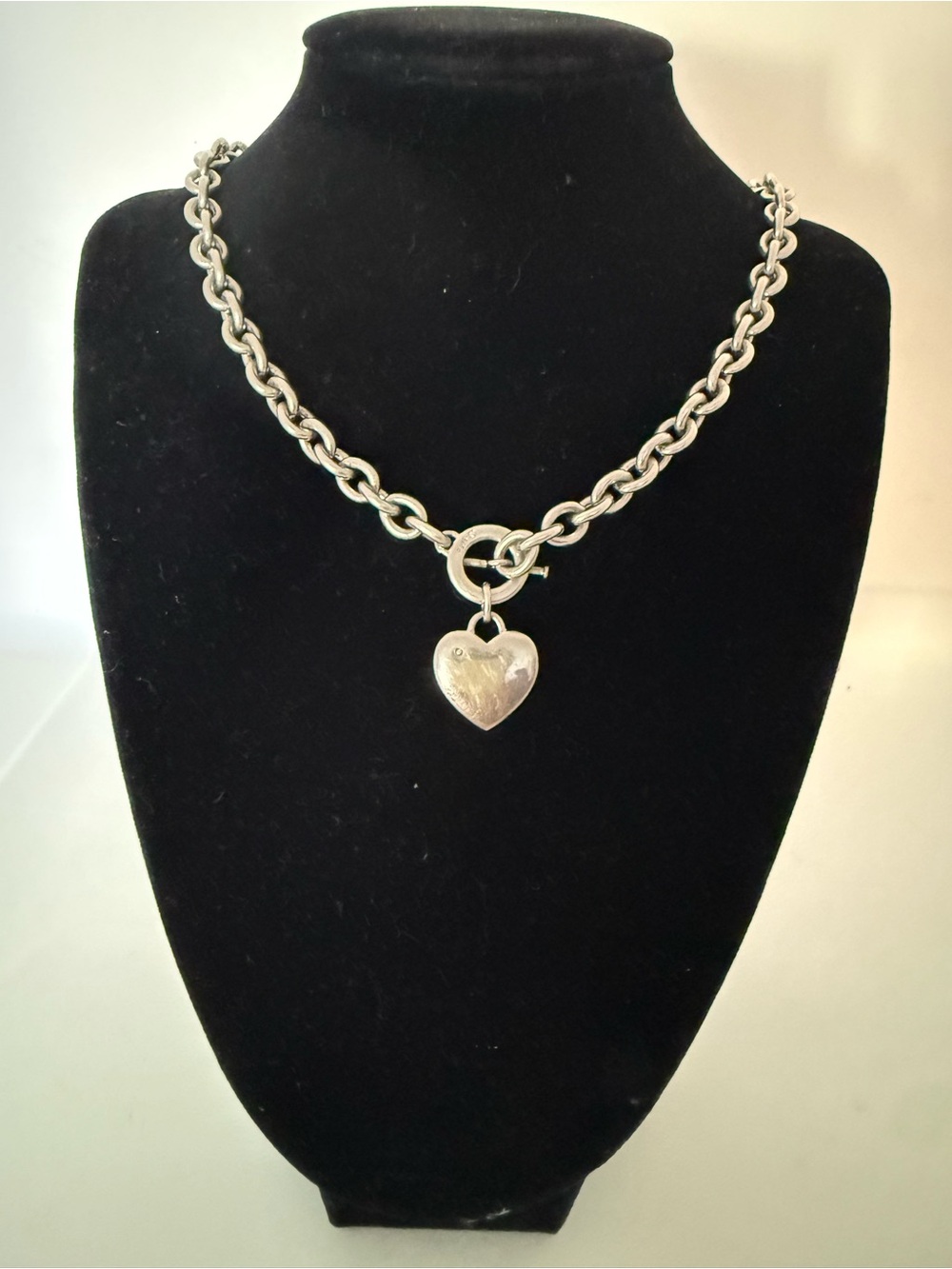Sterling Silver Heart Toggle Necklace - Classic Women's Jewelry